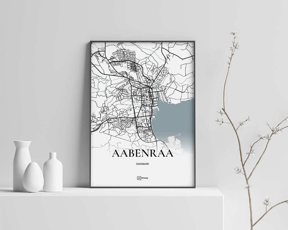 Aabenraa Bykort Plakat - Hvid 70x100 cm - Elegant Design