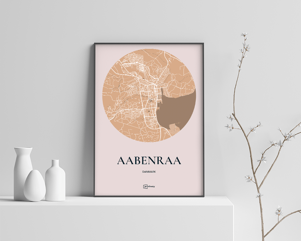 Aabenraa Plakat – Rundt Guldkort 70x100 cm til Dit Hjem