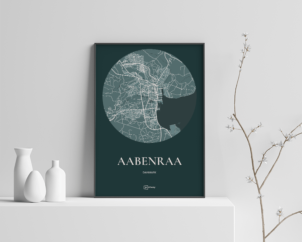 Aabenraa Bykort Plakat - Skovgrøn Design 70x100 cm