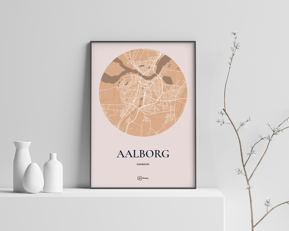 Aalborg Bykort Plakat i Guld – Minimalistisk Elegance