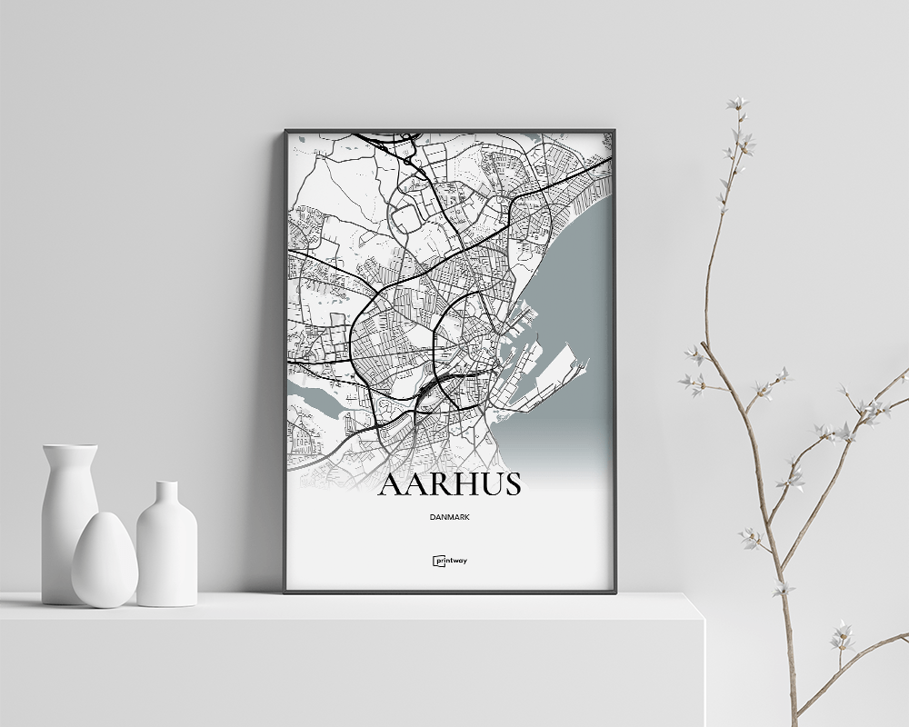 Aarhus Bykort Plakat 21x30 cm – Minimalistisk Design
