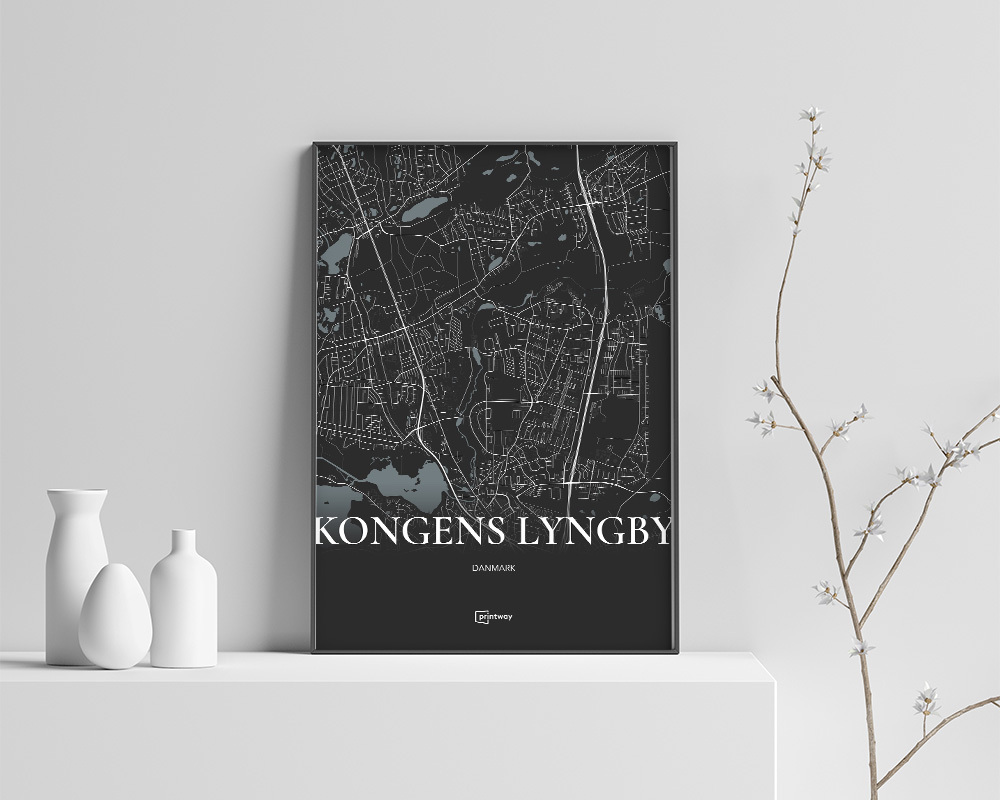 Kongens Lyngby Plakat - Fuldt Kort i Sort 70x100 cm