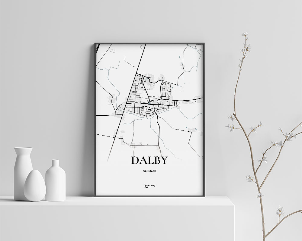 Dalby Bykort Plakat 70x100 cm – Minimalistisk Indretning