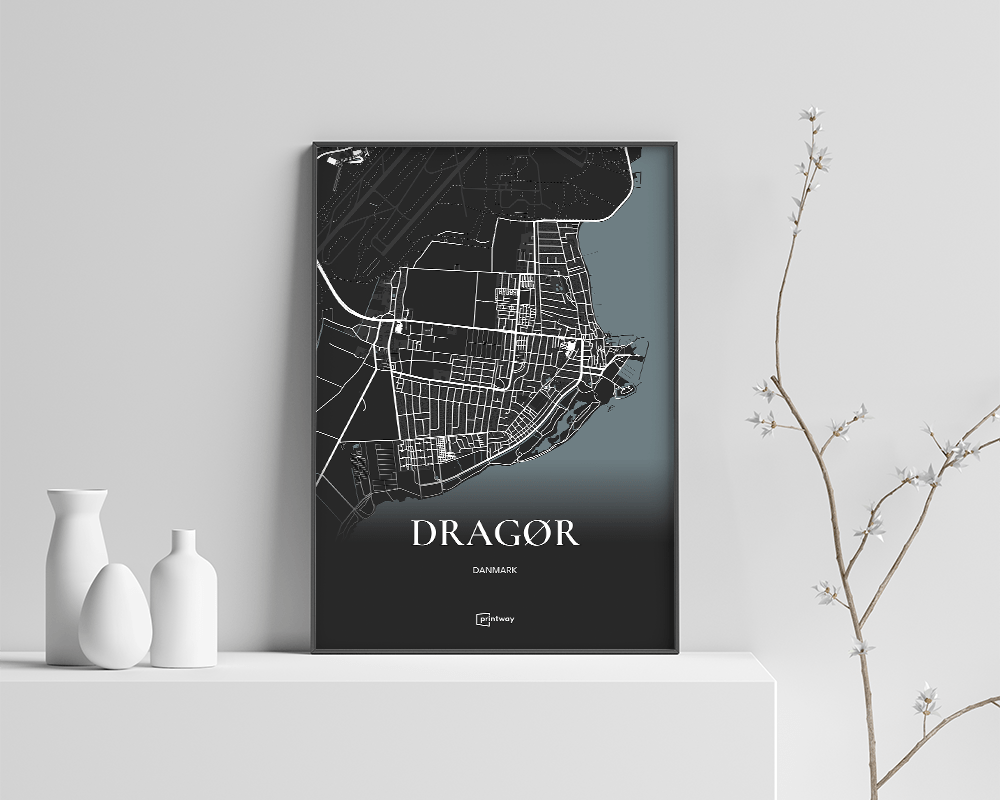 Dragør Bykort Plakat i Sort - Elegant A4 Dekoration