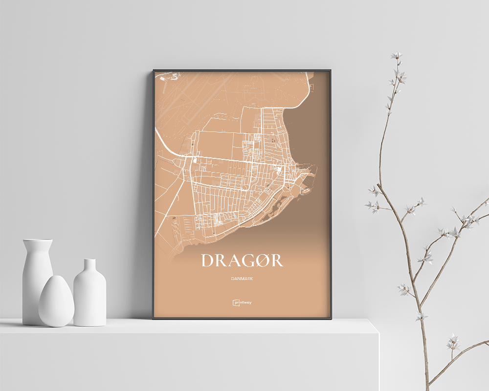 Dragør Bykort Plakat i Guld – Elegant A4 Kunstværk