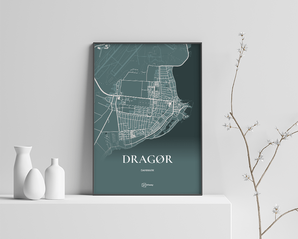 Dragør Bykort Plakat – Skovgrøn A3 til Dit Hjem