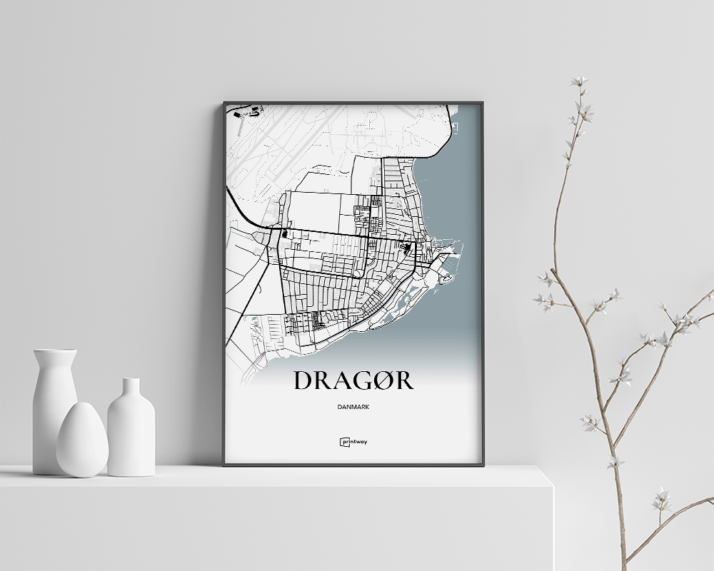 Dragør Bykort Plakat - Minimalistisk Design A4 21x30 cm