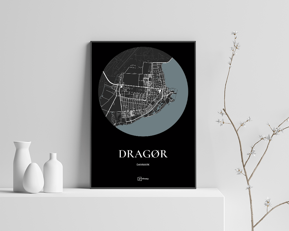 Dragør Bykort Plakat – Elegant A3 Design til Hjemmet