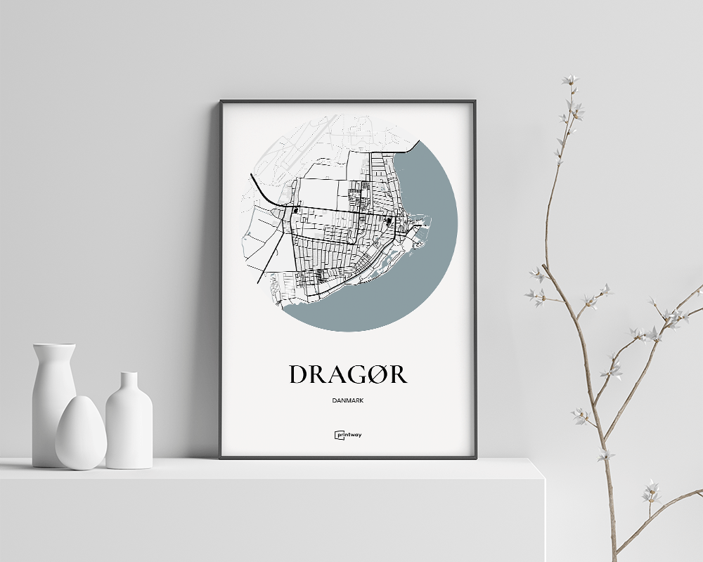 Dragør Bykort Plakat - Minimalistisk Design A4 21x30 cm