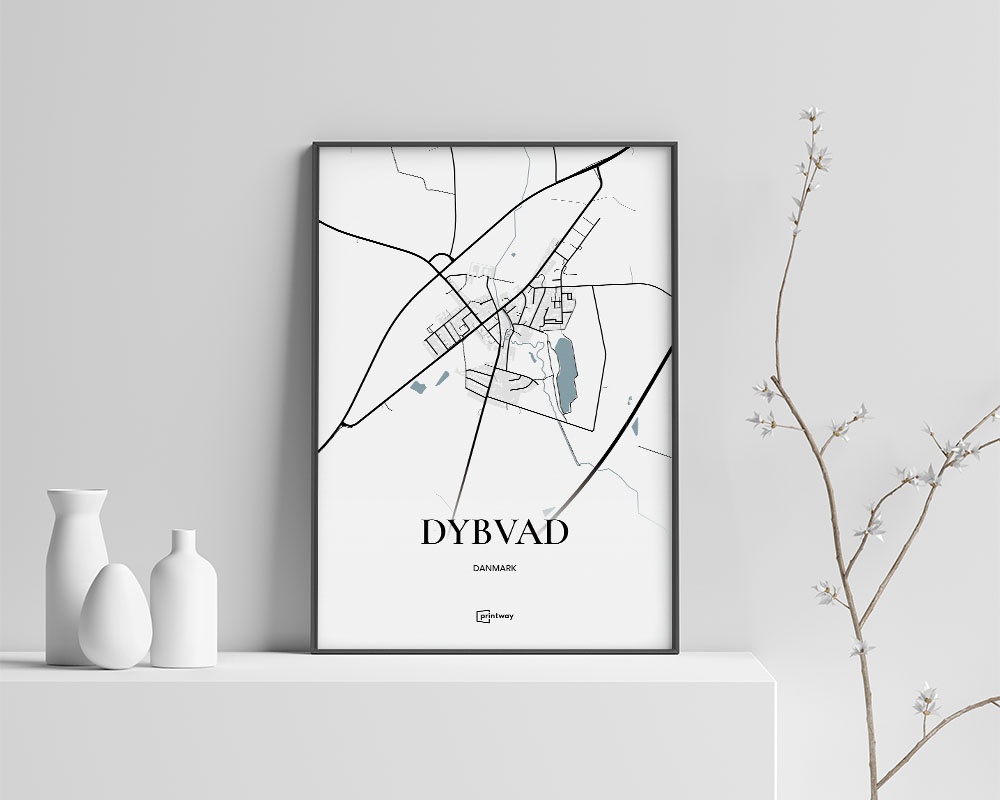 Dybvad Bykort Plakat 30x42 cm – Minimalistisk Design