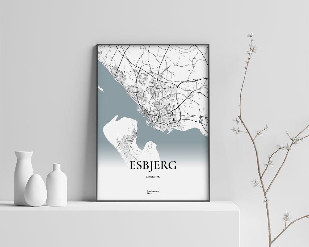 Esbjerg Bykort Plakat 21x30 cm – Stilrent Design