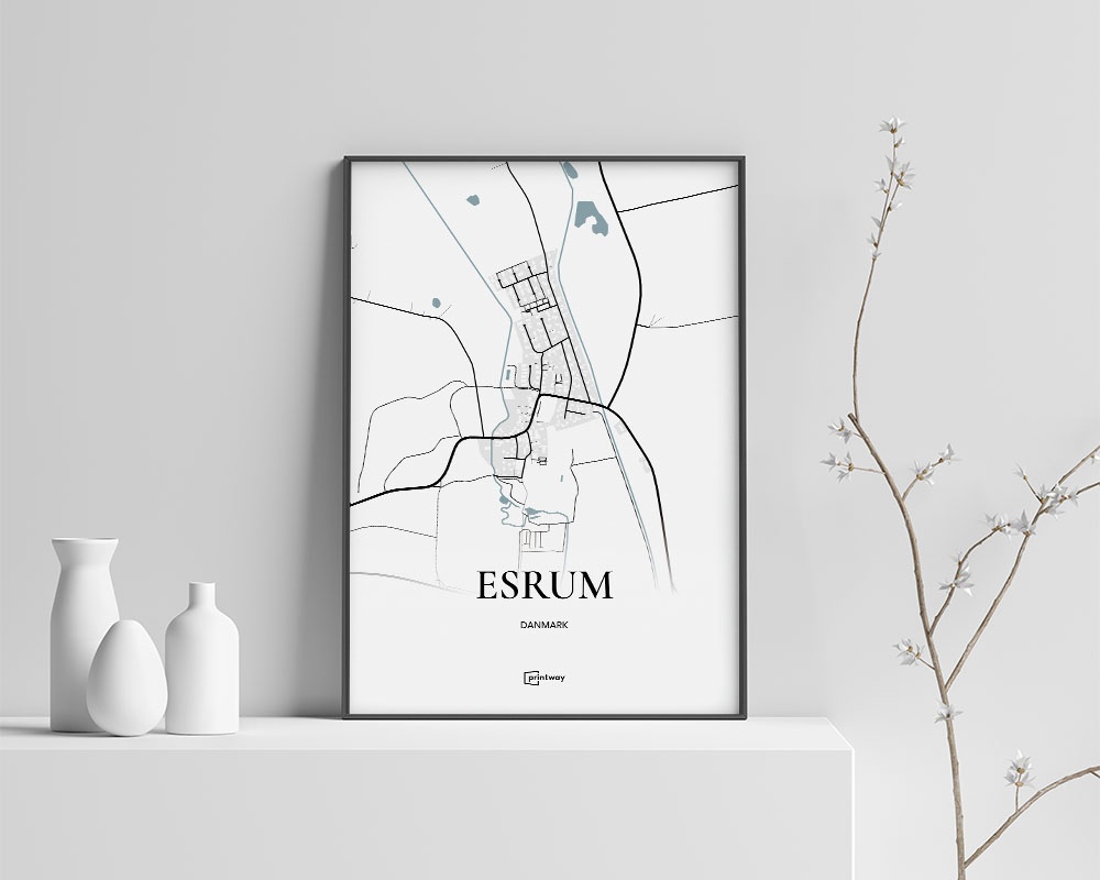 Esrum Bykort Plakat 21x30 cm – Stilrent Design