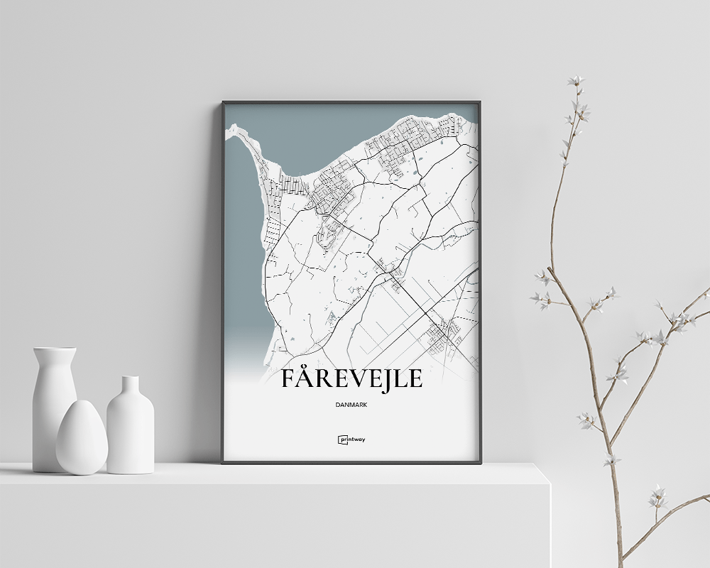 Fårevejle Bykort Plakat – Stilrent Design 21x30 cm