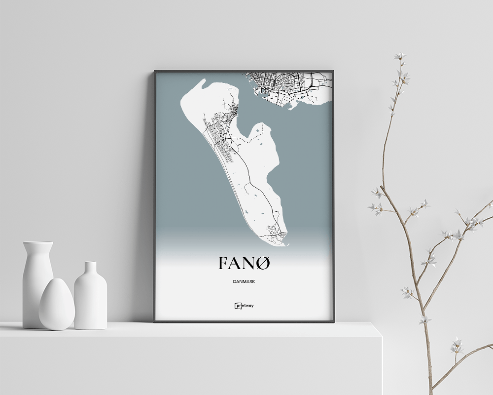 Fanø Bykort Plakat 21×30 cm – Minimalistisk Design