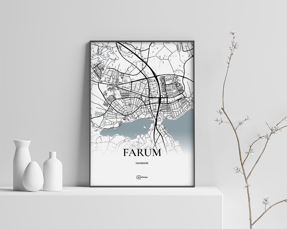 Farum Bykort Plakat 50x70 cm - Minimalistisk Design