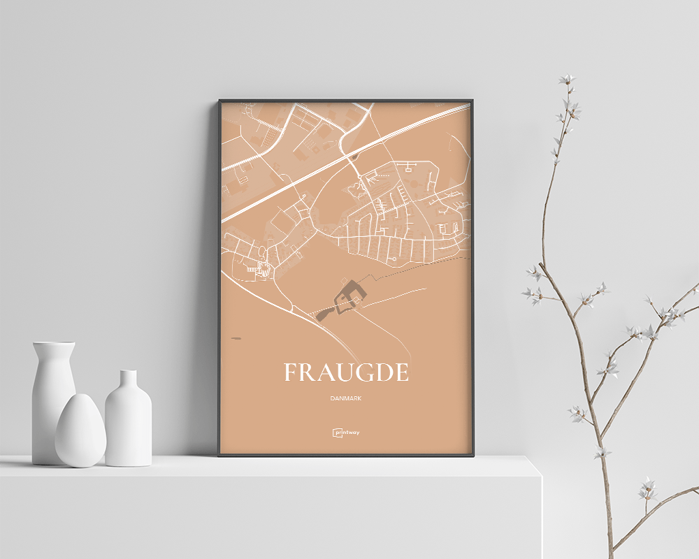 Fraugde Bykort Plakat i Guld - 70x100 cm Design