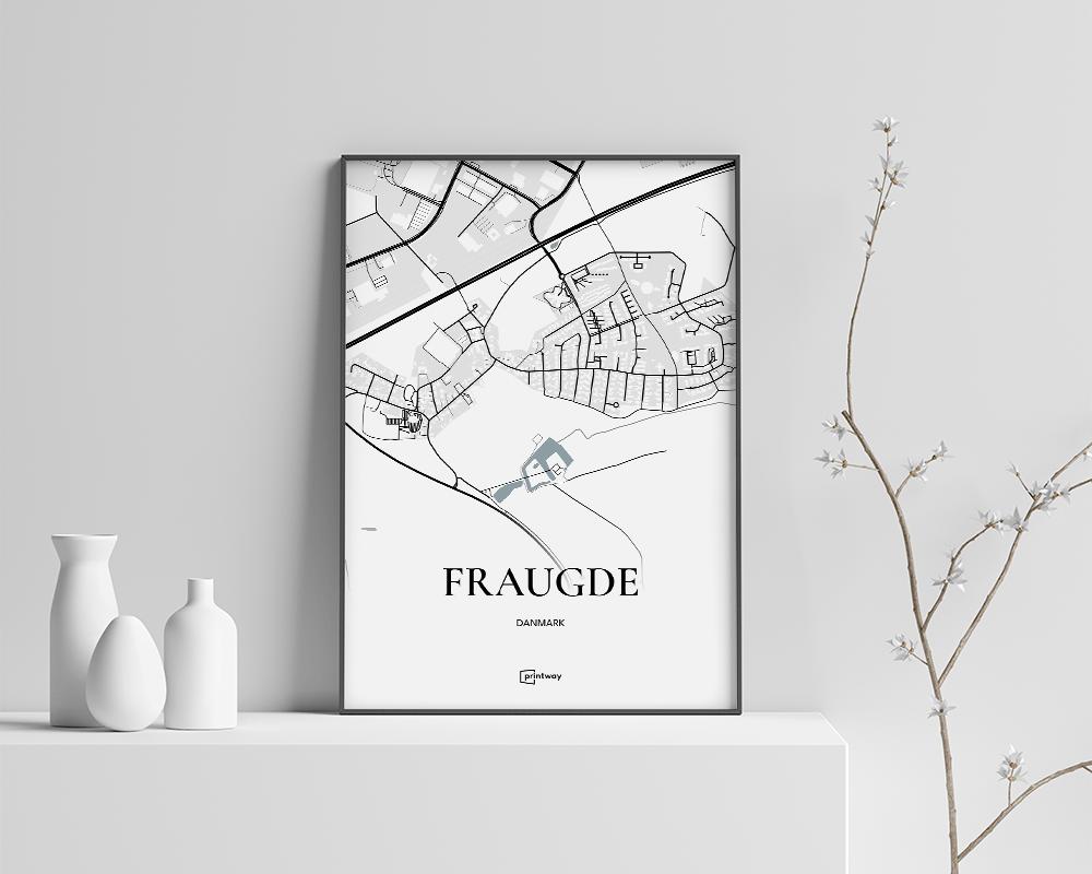 Fraugde Bykort Plakat - Hvid 70x100 cm (B1)