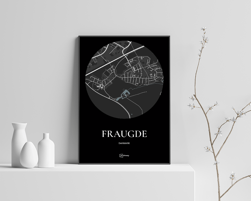 Fraugde Bykort Plakat - Sort 70x100 cm (B1)