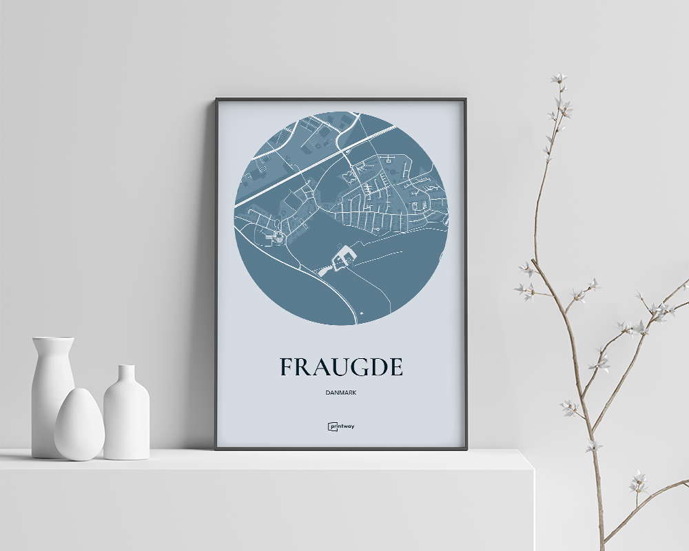 Fraugde Plakat - Havblå Kort i Minimalistisk Design 70x100 cm