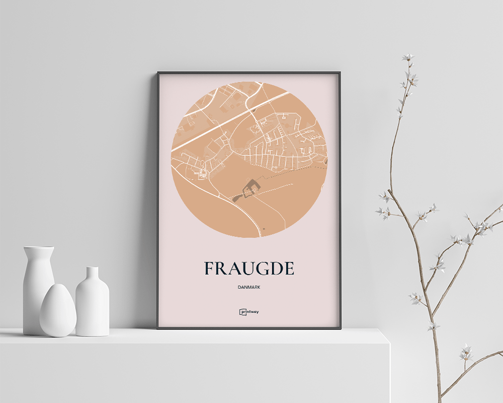 Fraugde Bykort Plakat i Guld - 70x100 cm Design