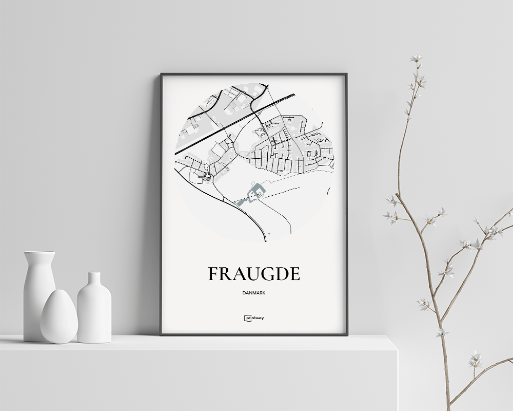 Fraugde Bykort Plakat - Hvid 70x100 cm (B1)