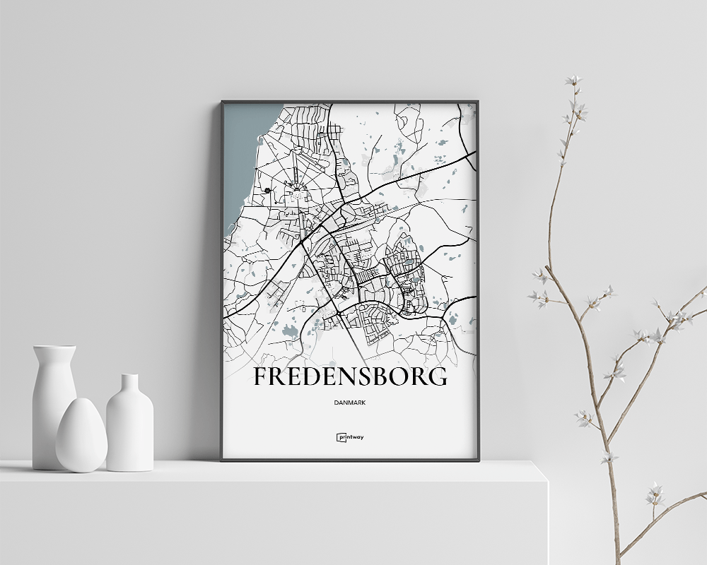 Fredensborg Bykort Plakat – Stilrent Design 70x100 cm