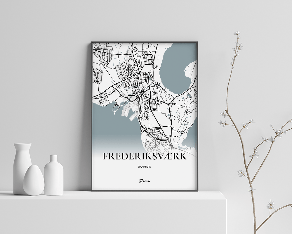 Frederiksværk Bykort Plakat – Unik Kunst til Dit Hjem
