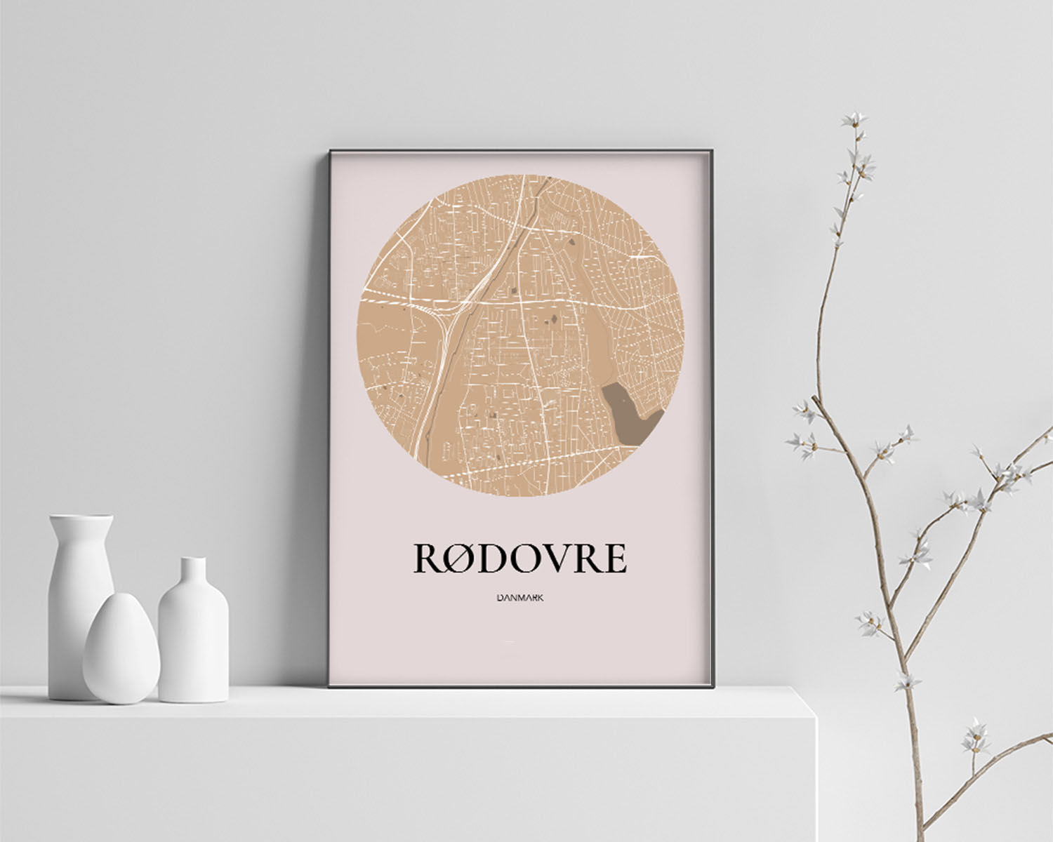 Rødovre Bykort Plakat i Guld - Minimalistisk Design 70x100 cm
