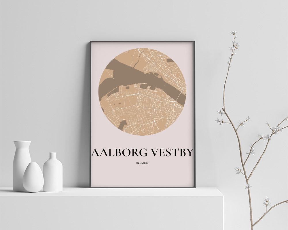 Aalborg Vestby Plakat – Elegant Guld Kort 70x100 cm