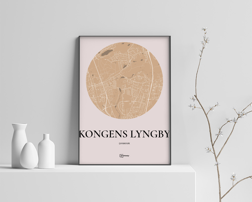 Kongens Lyngby Plakat i Guld - Minimalistisk Design 70x100 cm