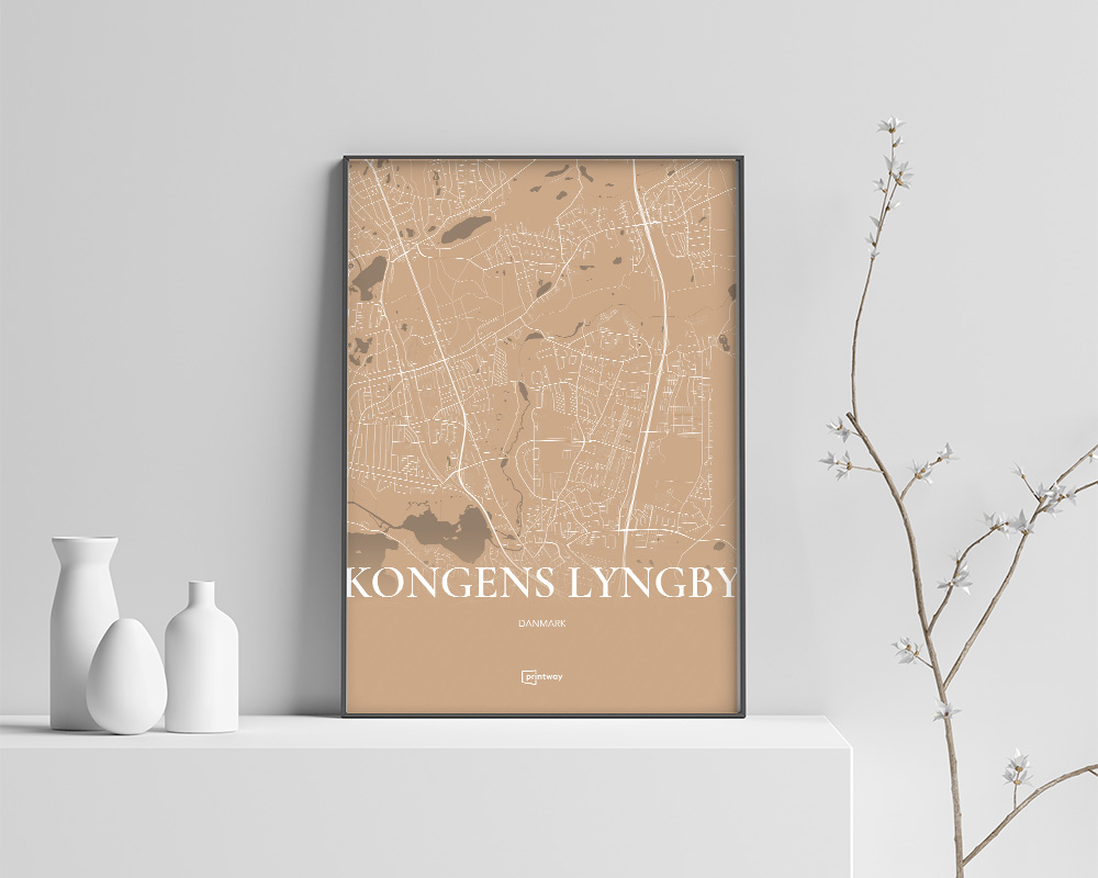 Kongens Lyngby Plakat - Guld Bykort 70x100 cm