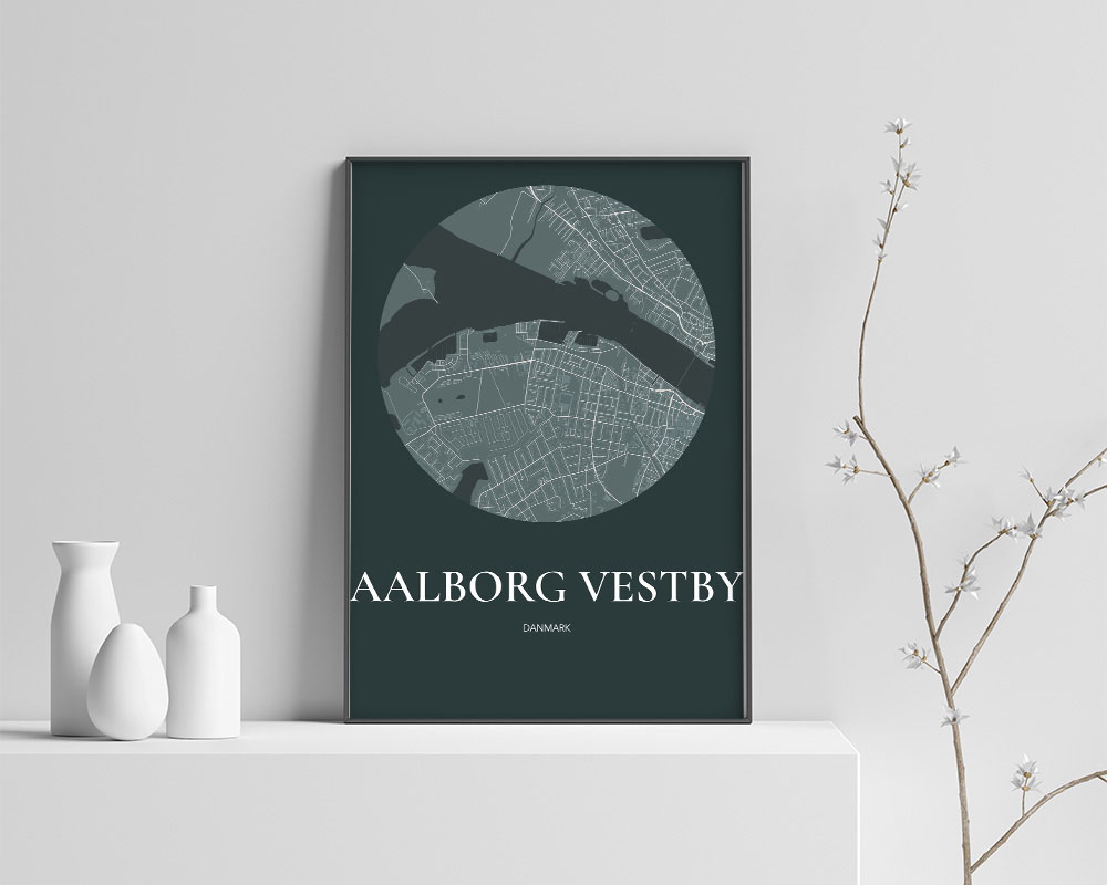 Aalborg Vestby Plakat – Skovgrøn Bykort 70x100 cm
