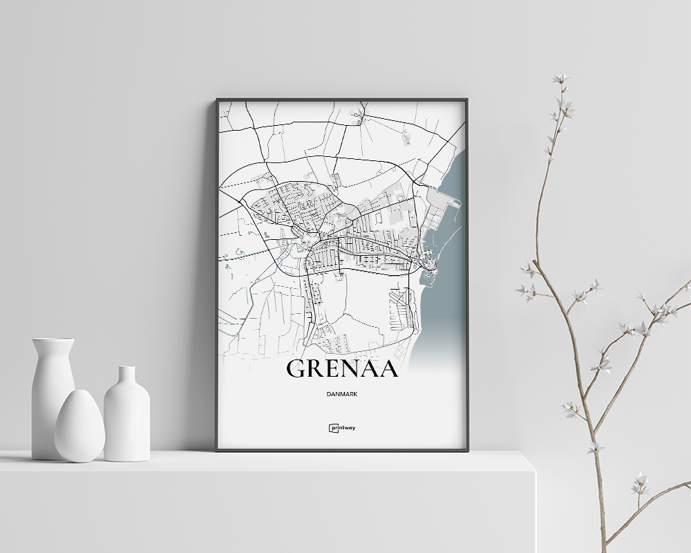 Grenaa Bykort Plakat 21×30 cm – Unik Minimalistisk Design