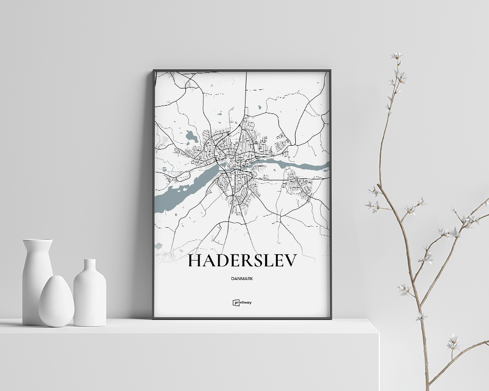 Haderslev Bykort Plakat 21x30 cm - Minimalistisk Design