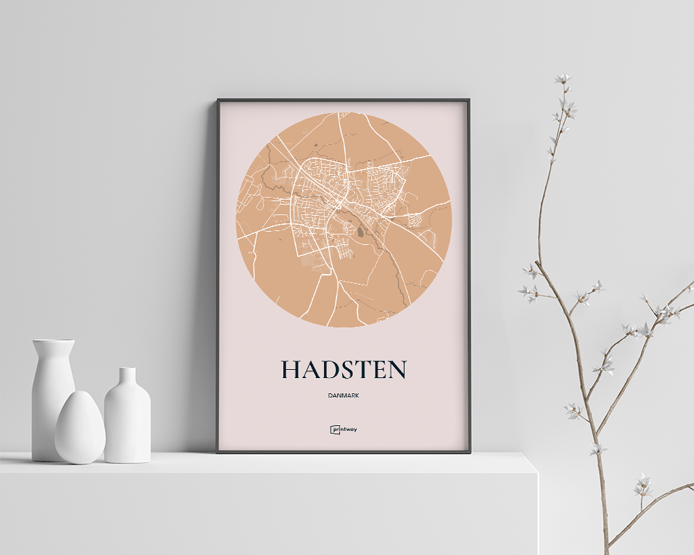 Hadsten Bykort Plakat i Guld – Minimalistisk Design