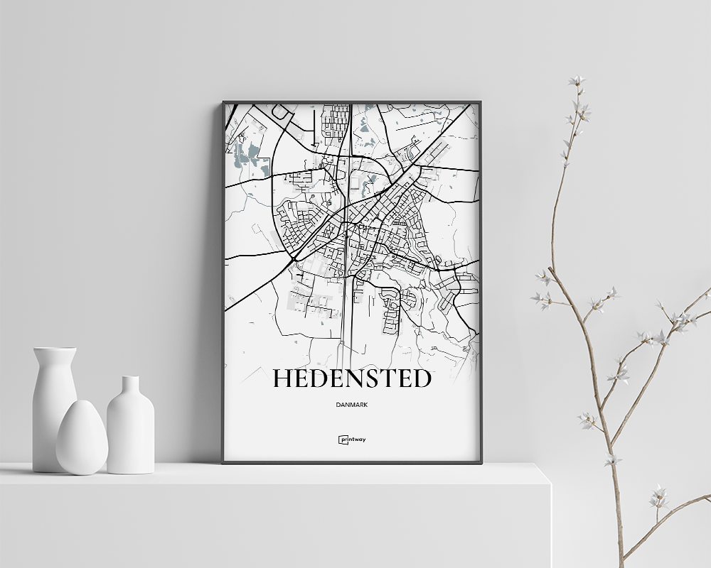 Hedensted Bykort Plakat - Minimalistisk Design 21x30 cm