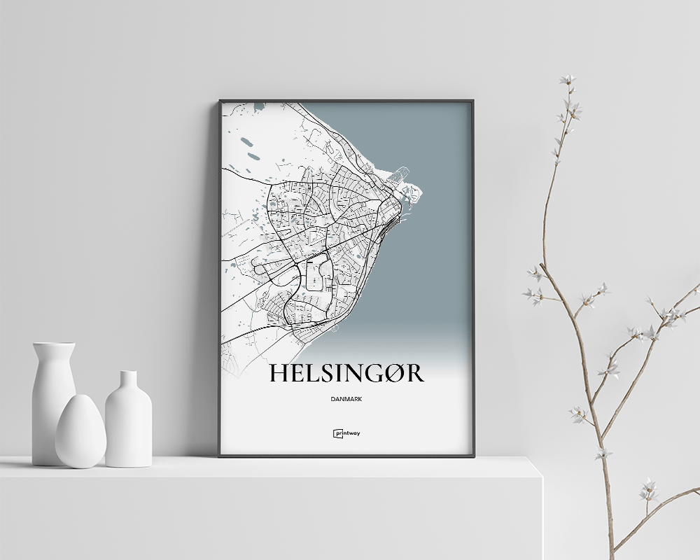 Helsingør Bykort Plakat 70x100 cm - Minimalistisk Design