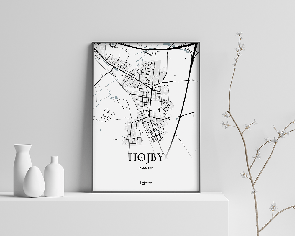 Højby Bykort Plakat 70x100 cm - Unik Minimalistisk Design