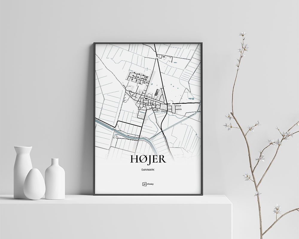 Højer Bykort Plakat 42x60 cm - Minimalistisk Design