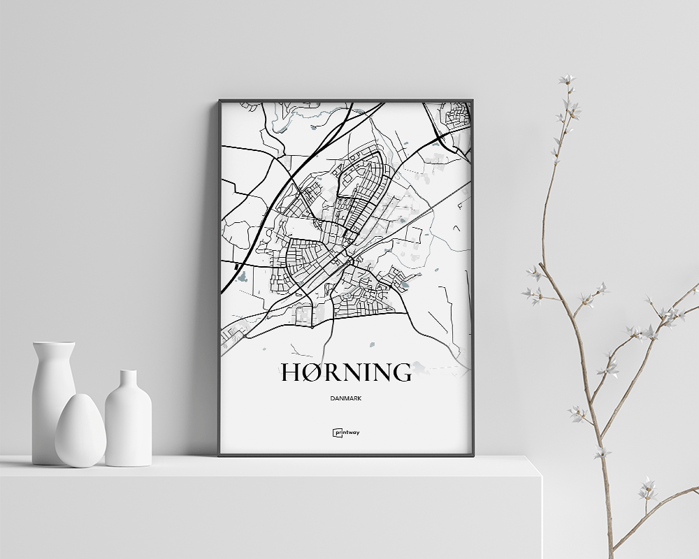 Hørning Bykort Plakat 21x30 cm - Stilrent Design