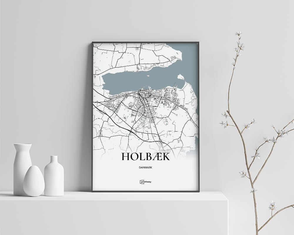 Holbæk Bykort Plakat 21x30 cm - Unik Design til Hjemmet