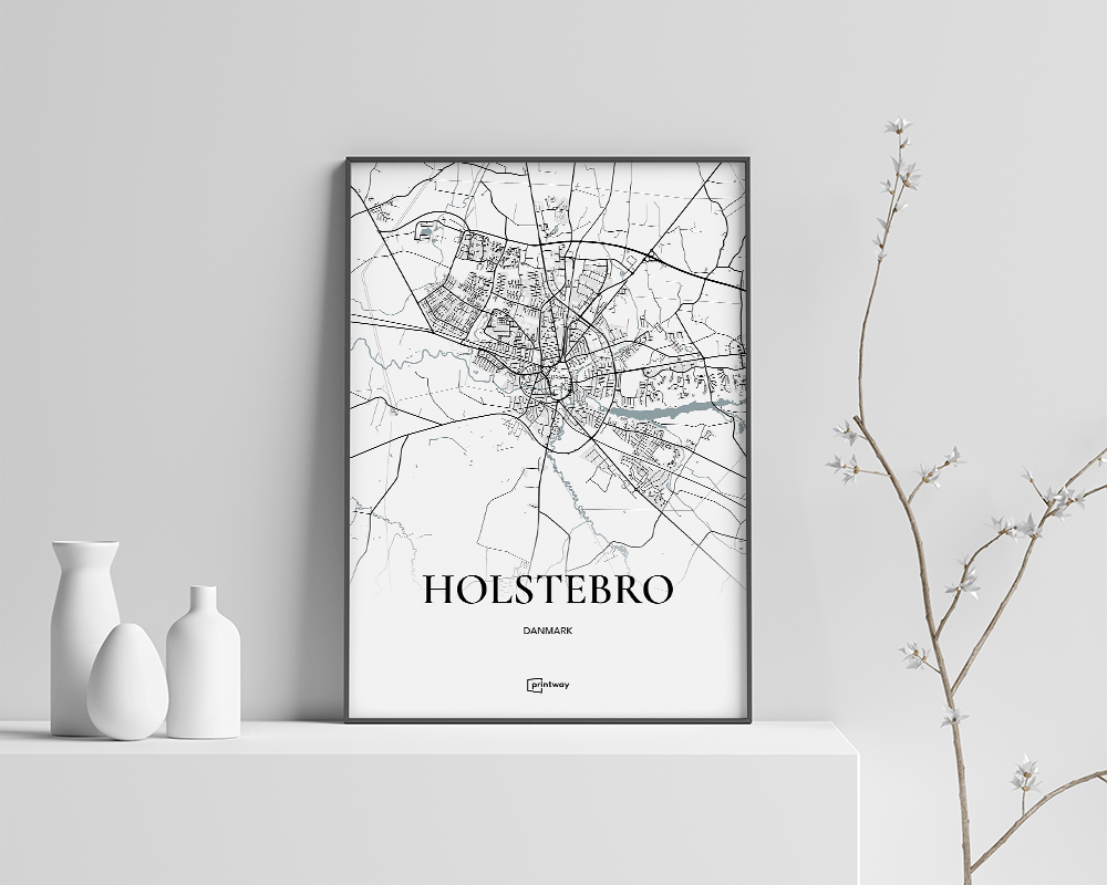 Holstebro Bykort Plakat 50x70 cm - Unik og Minimalistisk