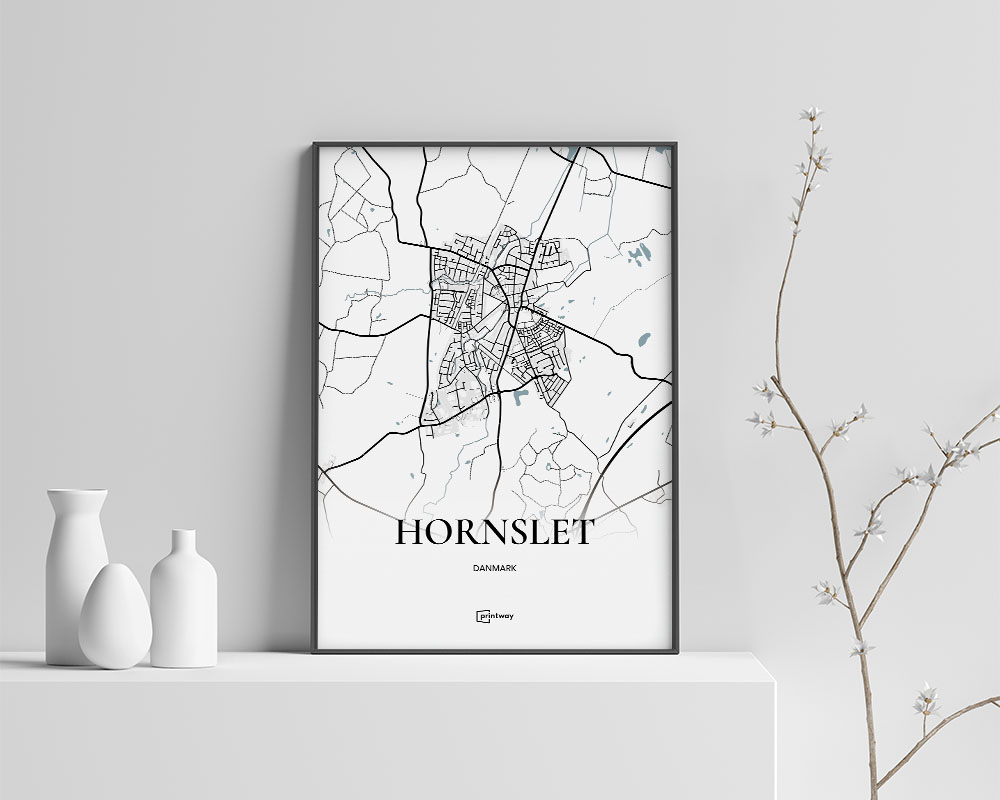 Hornslet Bykort Plakat 50x70 cm - Elegant Lokal Kunst