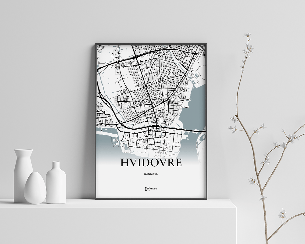 Hvidovre Bykort Plakat 21x30 cm - Stilrent Design