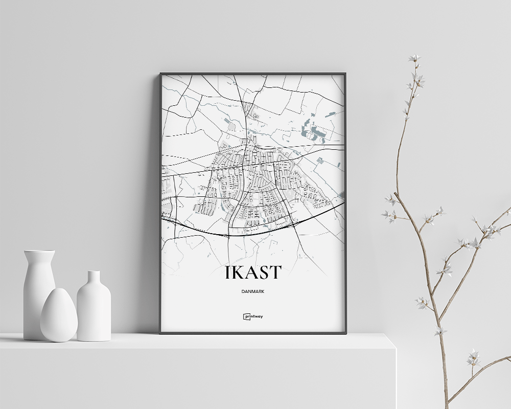 Ikast Bykort Plakat 21x30 cm – Minimalistisk Elegance