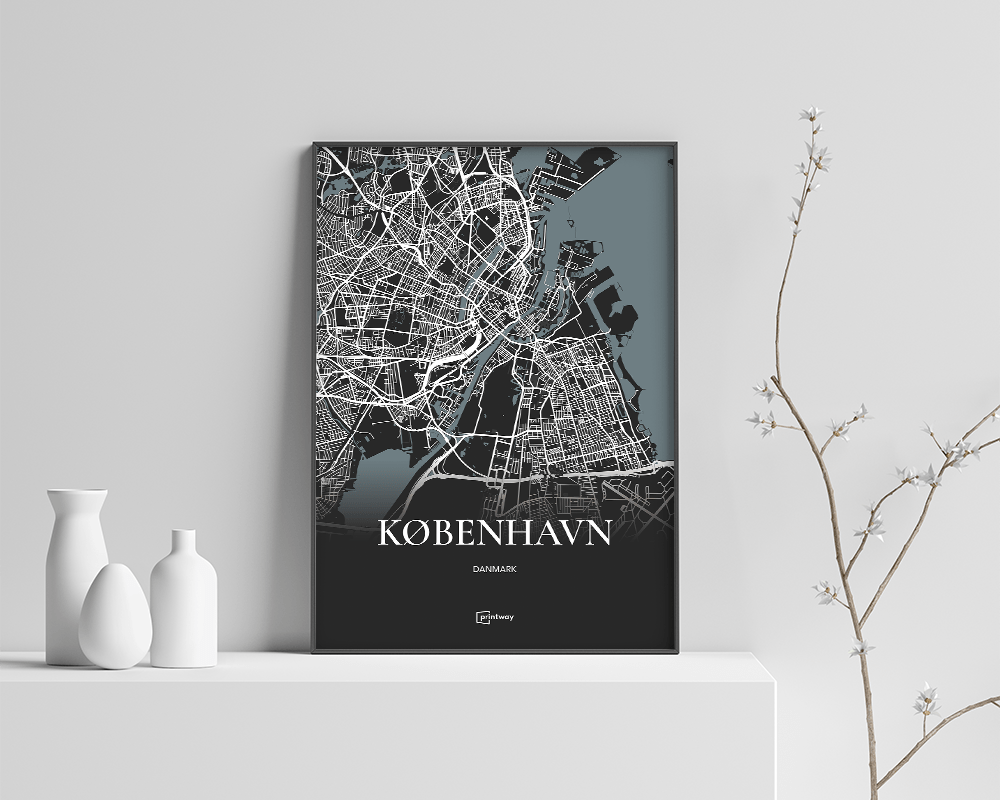København Bykort Plakat – Sort A2 Design 42x60 cm