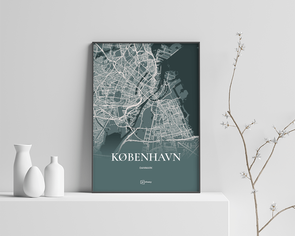 København Bykort Plakat i Skovgrøn - A3 Design