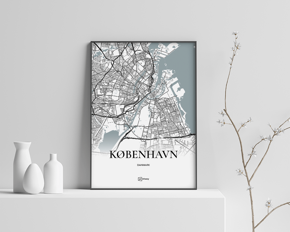 København Bykort Plakat - Hvid A4 Design til Dit Hjem
