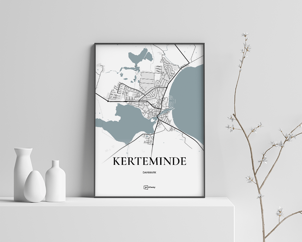 Kerteminde Bykort Plakat – Stilrent Design 21x30 cm