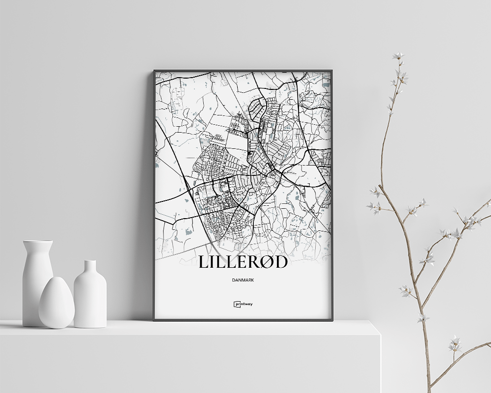 Lillerød Bykort Plakat 35x50 cm – Minimalistisk Kunst